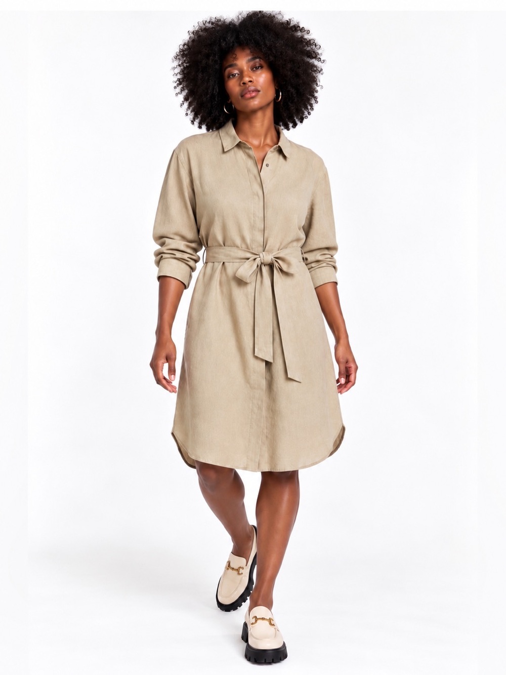 JAMES PERSE Linen Blend Belted Shirtdress Overcast Size XL (James Perse Size 4)